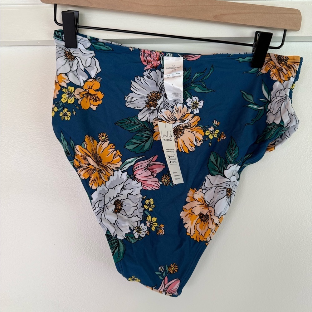 Cupshe Blue and Orange High-Waisted Bikini Bottom New - Picture 3 of 5